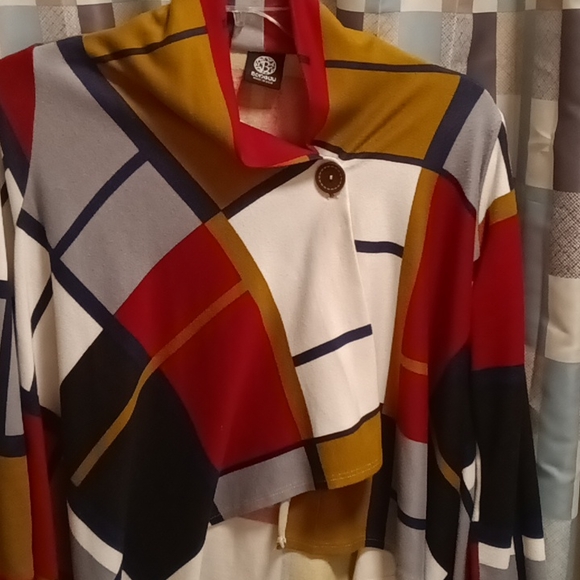 FINAL PRICE Bobeau geometrically designed multi-colored l/s sweater Med - Picture 2 of 3